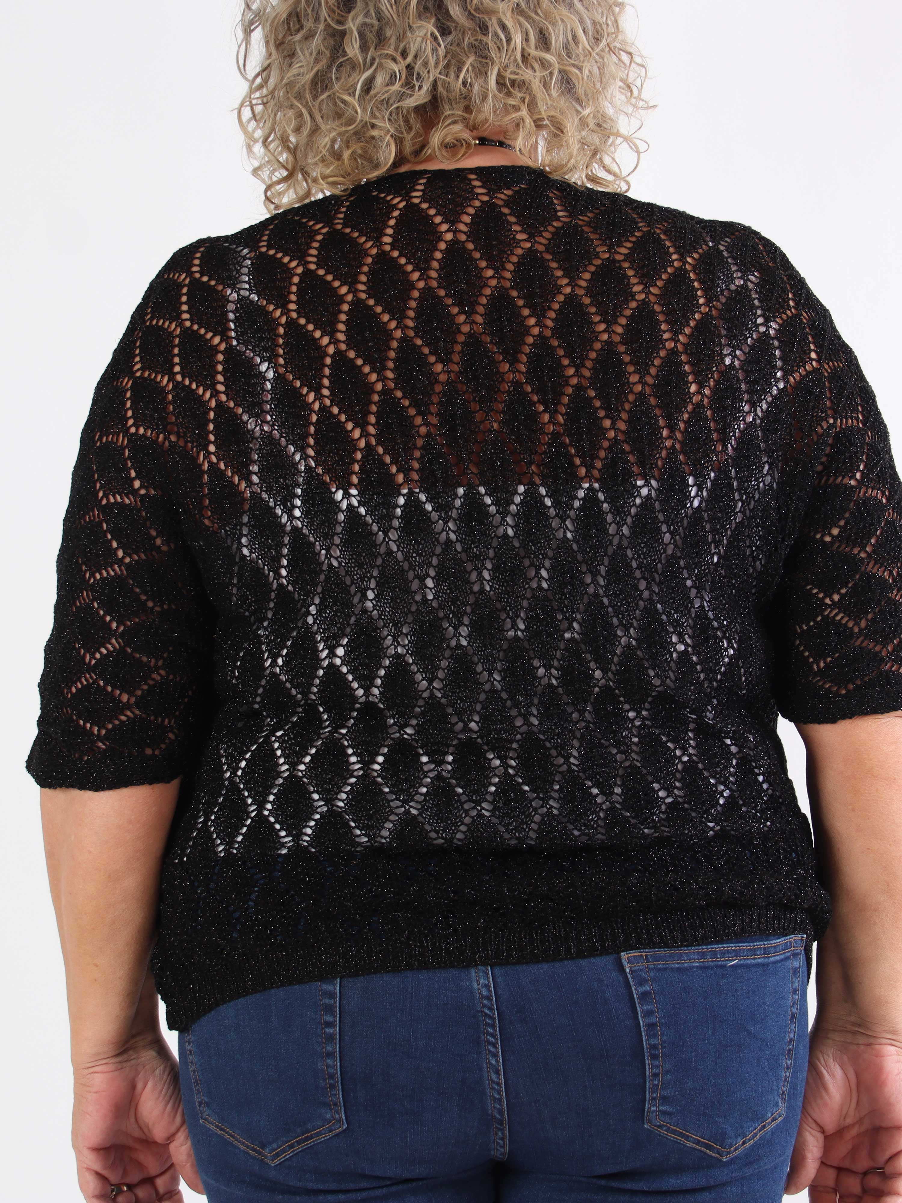 Selena - Söt virkad stickad tröja i plusstorlek med glittertrådar